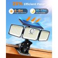 thumbnail image 5 of 1500LM Clip On Solar Lights Outdoor, Motion Sensor Outdoor Lights with 270° Wide Angle & Remote Contral, 3 Heads IP65 Waterproof Solar Powered Flood Light for Fence, , Backyard, Garden 2 Pack, 5 of 8