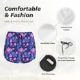 thumbnail image 3 of JUNZAN Blue Skull Rose Print Women's Athletic Gym Running Shorts with Phone Pockets - Workout Shorts-Small, 3 of 5