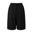 thumbnail image 5 of vigerkar Bermuda Shorts for Women Summer Casual Loose High Waisted Drawstring Beach Knee Length Pants with Flap Pockets Black, S, 5 of 5