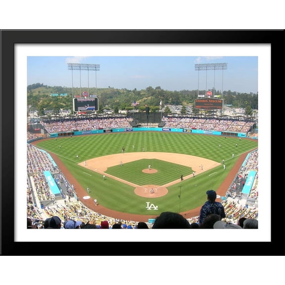 Dodger Stadium 36x28 Large Black Wood Framed Print Art - Home of the Los Angeles Dodgers