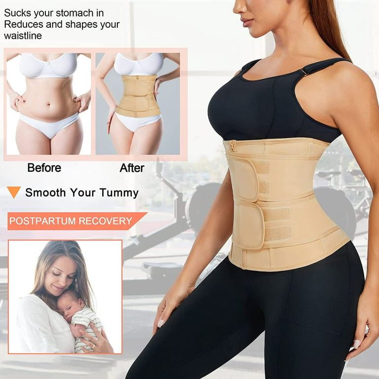 Gotoly Women Waist Trainer Corset Cincher Belt Tummy Control Postpartum Body  Shaper Sport Workout Girdle Slim Belly Band(Beige Medium) 
