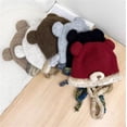 thumbnail image 5 of 2-in-1 Winter Knit Beanie with Bear Ear Flaps - Convertible Warm Hat or Plush Storage Pouch for Women & Adults,Dual-Use Warm Headwear or Decorative Plush Pouch, 5 of 7