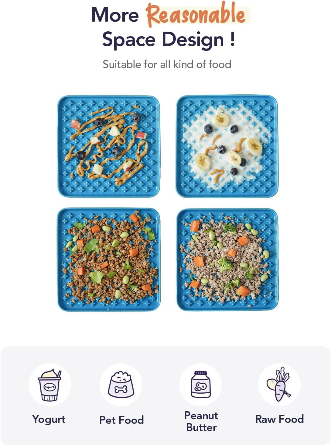 Slow Feeder Dog Bowl, 7.5 Inch Lick Mat for Medium and Large Breed, Anxiety Relief Licking Mat, Puzzle Feeder for Peanut Butter, Treats, Pet Enrichment Toys, Cross Blue