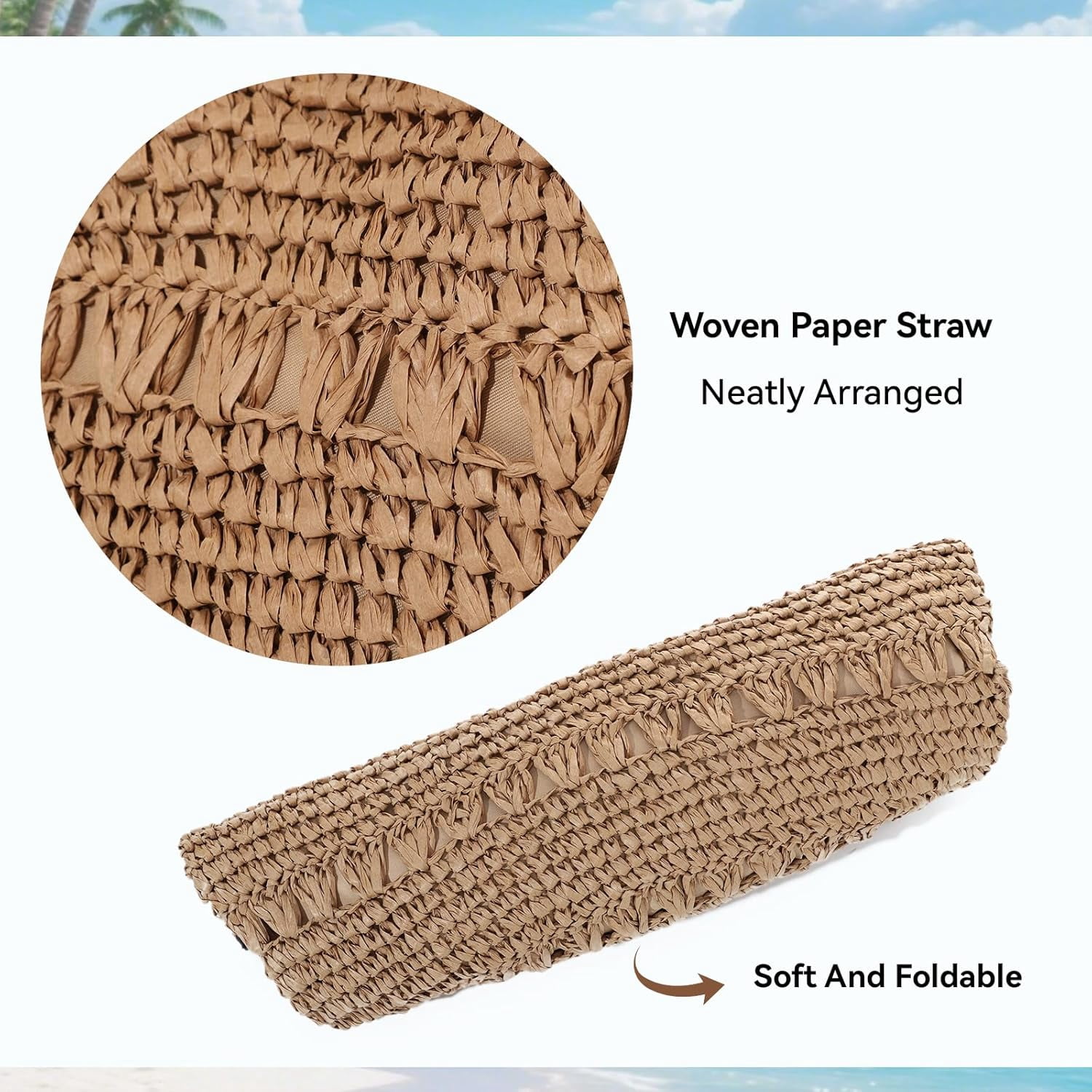 Beach Bags for Women Woven Summer Purses 2026 | Crochet Straw Bags, 13.8" Large Capacity, Tote with Magnetic/Zipper, Boho Handbag, Spring Summer, Vacation Purse
