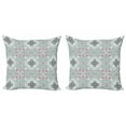 thumbnail image 1 of Vintage Throw Pillow Cushion Cover Pack of 2, Ornamental Composition with Floral Elements Curlicues, Zippered Double-Side Digital Print, 4 Sizes, Seafoam Dark Coral, by Ambesonne, 1 of 2