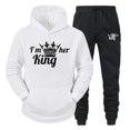 thumbnail image 3 of Chándal con estampado de QUEEN y KING para hombre y mujer, Sudadera con capucha para parejas, ropa deportiva para amantes, conjunto de 2 piezas, 3 of 5