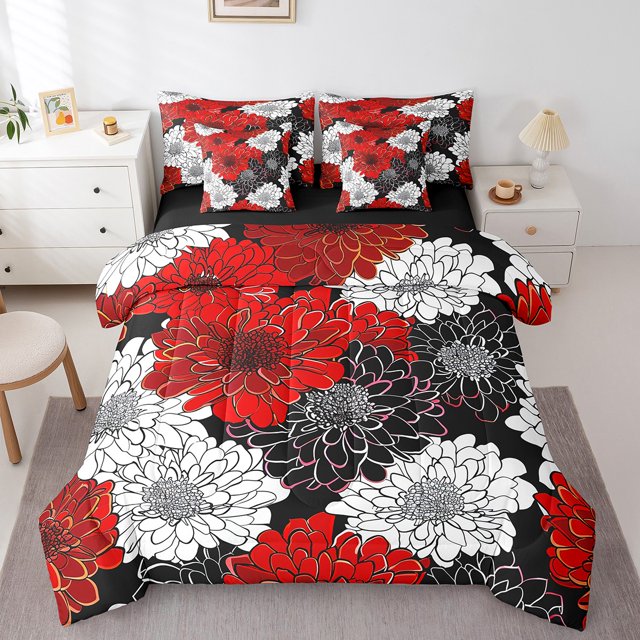 YST Ensemble de Literie Aztec Dahlia, Ensemble de Literie Floral 7 Pcs, Simple