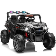Joyracer 4WD 24 V Ride on Toys UTV with 2 XL Seaters, 4*200W Motor Kid Electric Power Rides with Remote Control, LED Lights, Spring Suspension, 3 Speeds, Bluetooth Music, Black