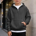 thumbnail image 5 of Linfrsh Hoodies for Boys Quarter Zip Waffle Knit Pullover Hooded Sweatshirt Tops Teen Boy Fashion Fall Winter Casual Sweatshirts Back to School Clothes(Grey,11-12 Years), 5 of 8