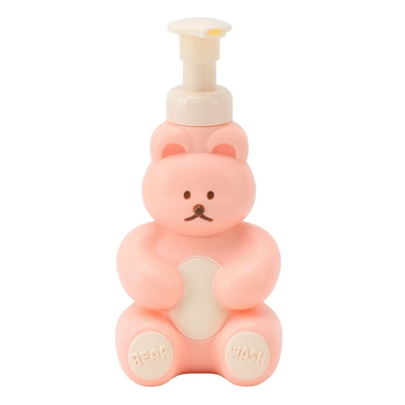 Distributeur de savon liquide vide pour shampooing, après-shampooing, douche, flacon à pompe pour le lavage des mains, forme d'ours de dessin animé, petit rose