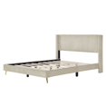 thumbnail image 4 of Queen Upholstered Platform Bed Frame with Headboard and Metal Legs, Corduroy Mattress Foundation with Wooden Slats Support, No Box Spring Needed, Beige, 4 of 6