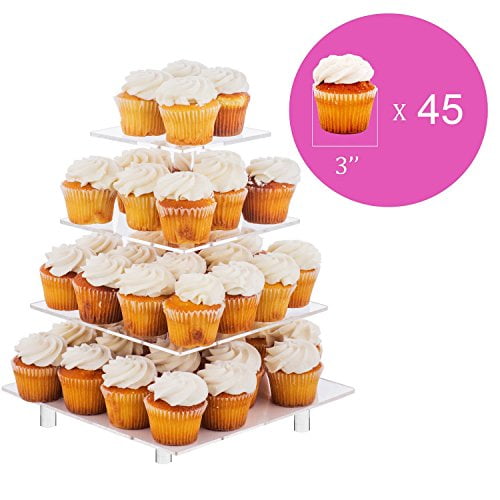 Clear Acrylic Cake Stand Utenlid® 4-Tier Stacked Party Cupcake and Dessert Tower 