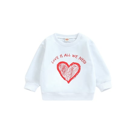 

AmShibel Toddler Baby Boys Girls Valentine s Day Sweatshirt Letter Heart Print Long-Sleeved O-Neck Pullover Tops