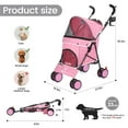 thumbnail image 4 of Dog Strollers for Medium Dogs, Folding Puppy Stroller for Small Dogs up to 33 lbs, Lightweight 4 Wheels with Cup Holder Dog Carts with 360 Rotating Front Wheels for Outdoor Walking Travel (Pink), 4 of 7
