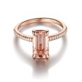 thumbnail image 2 of 1.25 Carat Peach Pink Morganite (emerald cut Morganite) and Diamond Engagement Ring in 10k Rose Gold, 2 of 2