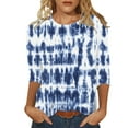 thumbnail image 1 of TSADFHJI Chandail en Molleton Col Rond Femme Grande Taille Pull Manches 3/4 Haut Décontracté Col Rond Imprimé Mode Léger Blouse TG Bleu, 1 of 5