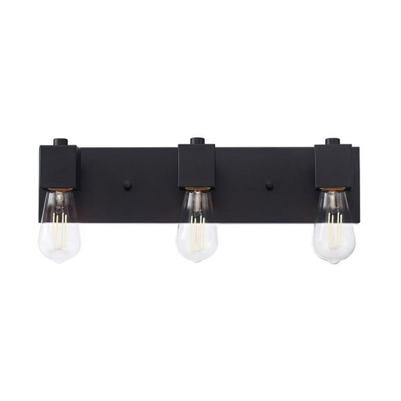 Globe Electric 18" 3-Light Matte Black Vanity Light, Minimalist Style, LED or Incandescent Bulbs Required