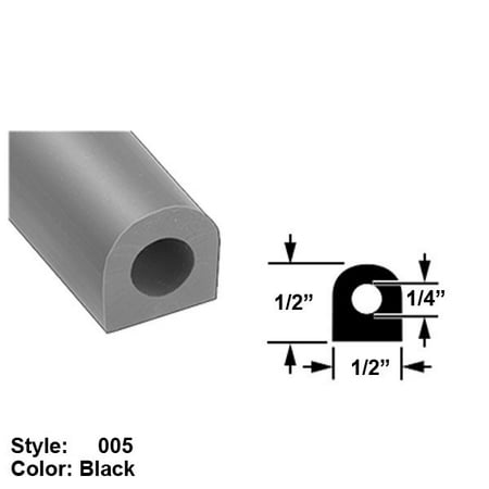 

High Temperature Hollow Rubber Surface Mount Seal Style 005 - Ht. 1/2 x Wd. 1/2 - Black - 5 ft long