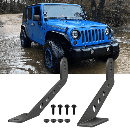 Nilight 2PCS Hood Straight Light Brackets 32 Inch LED Light Bar 2018-2025 Wrangler JL JLU Gladiator JT