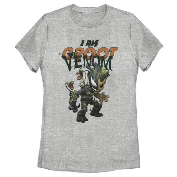 Women's Marvel I Am Groot Infected Venom Graphic Tee Athletic Heather Medium