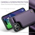 thumbnail image 4 of for iPhone 15 Plus Premium PU Leather Back Case, Multiple Card Slots Design, Double Magnetic Clasp Study Kickstand RFID Blocking Classic Phone Cover for iPhone 15 Plus, Purple, 4 of 9