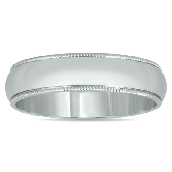 SZUL Women's 4mm Milgrain Edge Comfort Fit Wedding Band in 14K White Gold