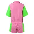 thumbnail image 4 of Uobin Women Color Block Short Sleeve Tracksuit Set, Stand Collar Half Zip Windbreaker Top & Elastic Waist Shorts Summer Outfit, 4 of 4