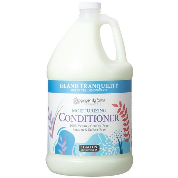 Ginger Lily Farms Botanicals Moisturizing Conditioner for Dry Hair, Island Tranquility, 100% Vegan & Cruelty-Free, Green Tea Lemongrass Scent, 1 Gallon (128 fl oz) Refill