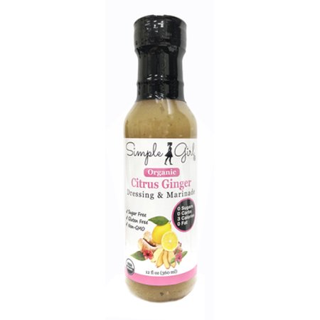 Simple Girl Organic Sugar-Free Citrus Ginger Salad Dressing and Marinade 12 oz (Organic, Sugar Free, Gluten Free, Non GMO, 0 Carbs, Low Calories, 0 (Best Low Calorie Salad Dressing)