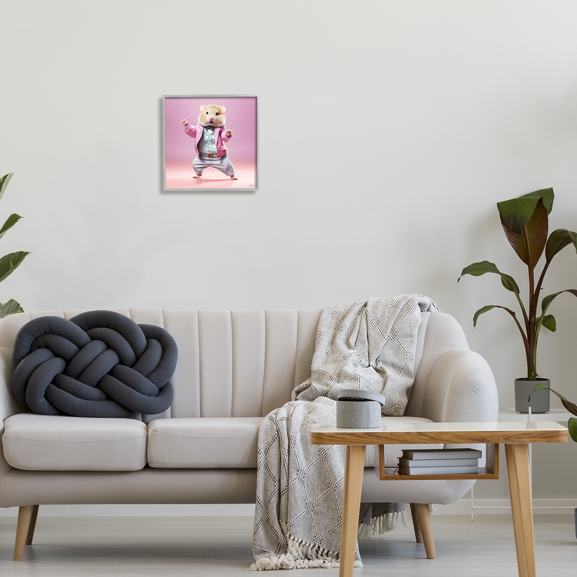Stupell Industries Dancing Hamster Portrait Animals & Insects Painting Gray Framed Art Print Wall Art, 12 x 12