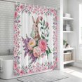 thumbnail image 6 of Easter Bunny Roses Shower Curtain, Waterproof Shower Curtains for Bathroom, Pink Floral Spring Botanical Washable Fabric Bathtub Curtain Set Bath Decor with 12 Hooks Long 72"x84", 6 of 8