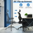 thumbnail image 6 of Costway Mesh Back Adjustable Swivel Office Chair w/ Flip up Arms Leather Seat, 6 of 12