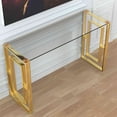 thumbnail image 3 of Cortesi Home Laila Console Table in Gold Stainless Steel and Clear Glass, 47", 3 of 4