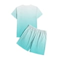 thumbnail image 6 of Zylanna Men's 2 Piece Outfit Sets, Gradient Color Casual Short Sleeve T-Shirt and Shorts Set Crew Neck Elastic Waist Loungewear for Vacation Daily Wear Sky Blue, 6 of 7