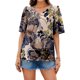 thumbnail image 2 of Gibobby Camiseta de manga corta con cuello en V Camiseta suelta informal con cuello en V para mujer, blusa manga corta con estampado(Caqui,M), 2 of 4