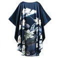 thumbnail image 3 of Grace Silk 100% Silk Nightgown, Rising Lotus Flowers, Blue, 3 of 4