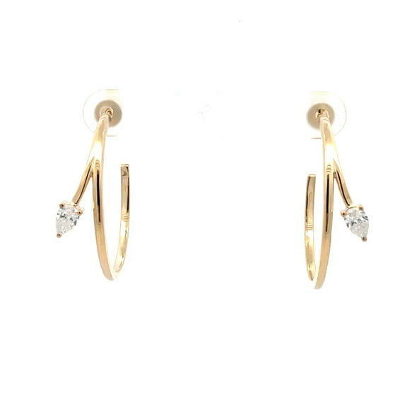 ARAIYA FINE JEWELRY 14K Yellow Gold Pear-shape Lab-Grown Diamond Hoop Earrings (1/2 cttw, VS1 Clarity, D-F Color)