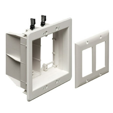 - Arlington - Two-Gang Recessed TV Box for Power and Low Voltage - White - TVBU505