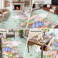 thumbnail image 5 of Large Area Rugs for Living Room Bedroom, Cute Easter Bunny 6'x9' Rug Washable Carpet Runner Indoor Outdoor, Eucalyptus Leaves Colorful Eggs Teal Wooden Non Slip Floor Mats Rug for Kitchen, Playroom, 5 of 8