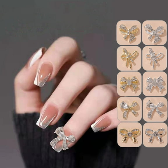 opvise 10Pcs/Set Nail Ornament DIY Jewelry Long Lasting Lightweight Glitter Varnish Manicures Nails Art Accessories for Female