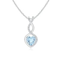 Angara Natural Aquamarine Infinity Pendant Necklace for Women in 14K White Gold - March Birthstone Jewelry | Aquamarine Heart Pendant Necklace