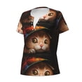 thumbnail image 2 of Naloa Animal Cat Print T-Shirts Short Sleeve V Neck Tees for Women Fashion Tops Trendy Lightweight Soft Casual Summer Outfits Clothes, 2 of 5