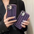 thumbnail image 2 of for iPhone 11 Case 6.1 Inch, Cute 3D Striped Pattern Phone Case Soft Silicone Case for Women Girls Boys Luxury Plated Glossy Shockproof Air Cushion Back Cover, Laser Purple, 2 of 9