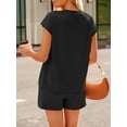 thumbnail image 5 of Gleelaud New Summer Women's 2-Piece Set V-Neck Button Top & Pocketed Drawstring Shorts for Home & Outdoor, 5 of 6