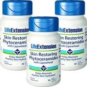 Life Extension Skin Restoring Phytoceramides With Lipowheat 30 Liquid Vegetarian Capsules 3 Bottles