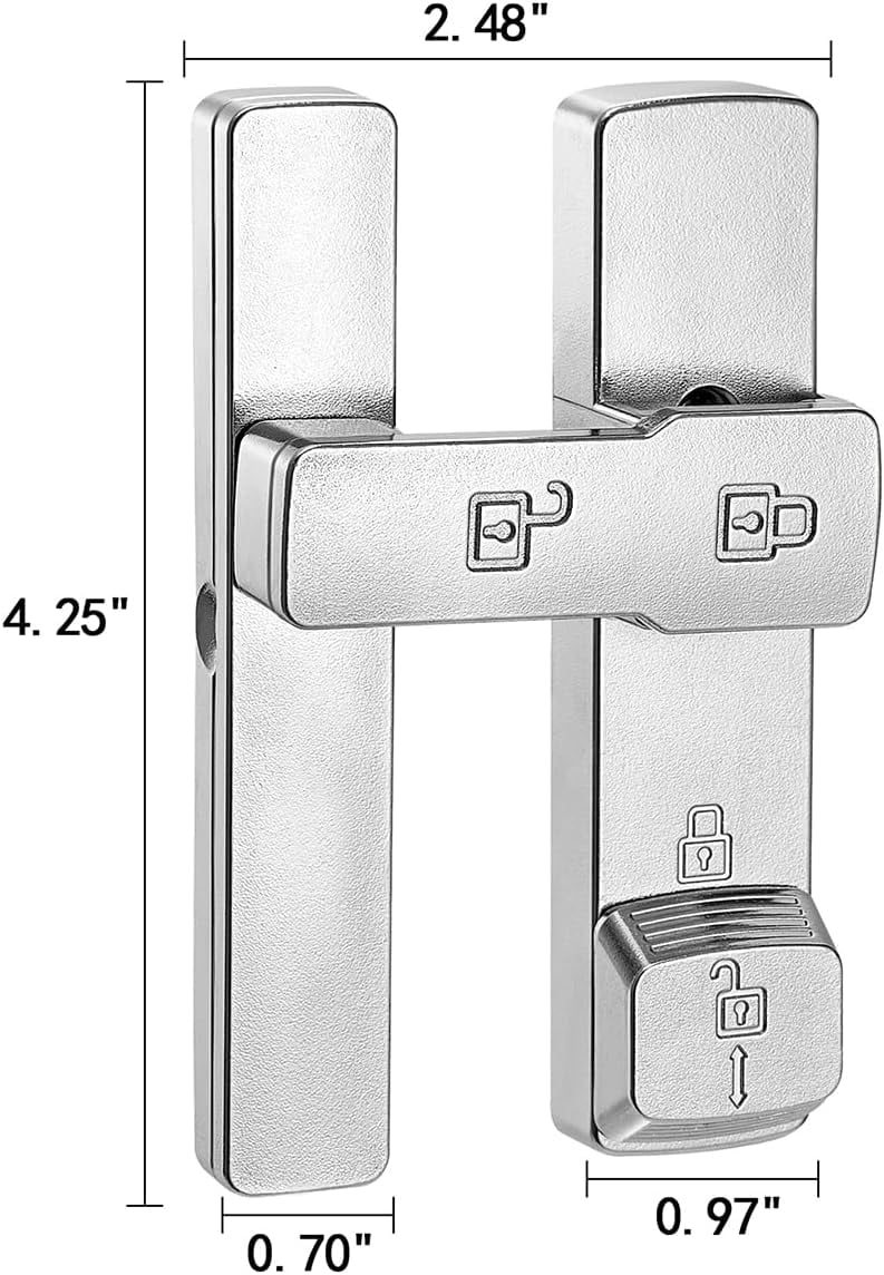 JJEAN-2 Packs Silvery 180 Degree Barn Door Lock,Flip Gate Latches Hardware,Zinc Alloy Door Lock,Protect Privacy,for Barn Door,Cabinets,Windows,Garden,Bathroom