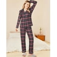 thumbnail image 4 of Ekouaer Womens Pajamas Set 2 Piece Button Down Pjs Soft Long Sleeve Top and Pants Sleepwear Set Lounge Sets Blue Black Plaid, 4 of 5