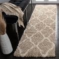 thumbnail image 3 of SAFAVIEH Dallas Logan Geometric Shag Runner Rug, Beige/Ivory, 2'3" x 16', 3 of 9