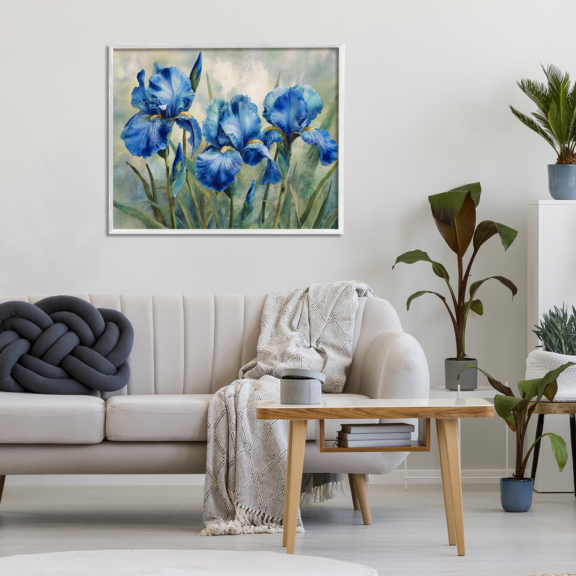 Stupell Industries Drawn Blue Iris Flowers White Framed Giclee Art, design by Franklyn Gregory