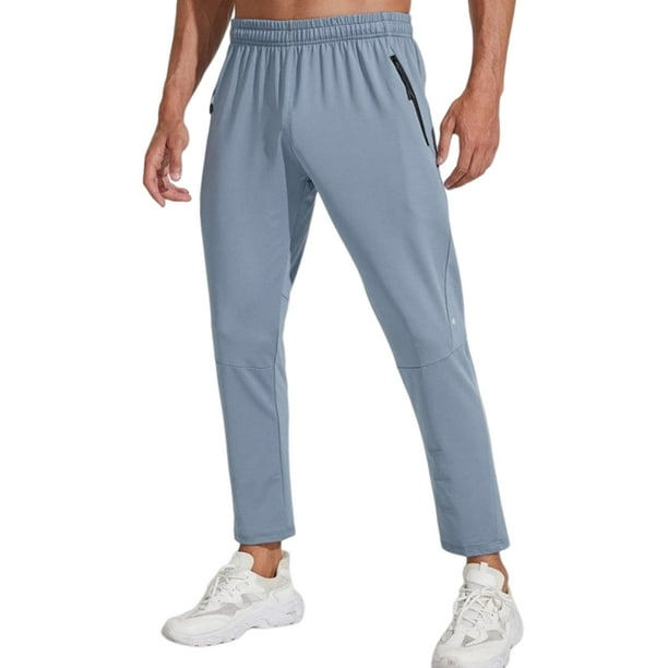 LUXUR Men Jogger Trousers Elastic Waist Sport Pants With Zipper Pockets  Workout Pant Active Bottoms Cool Dry Haze Blue 4XL 